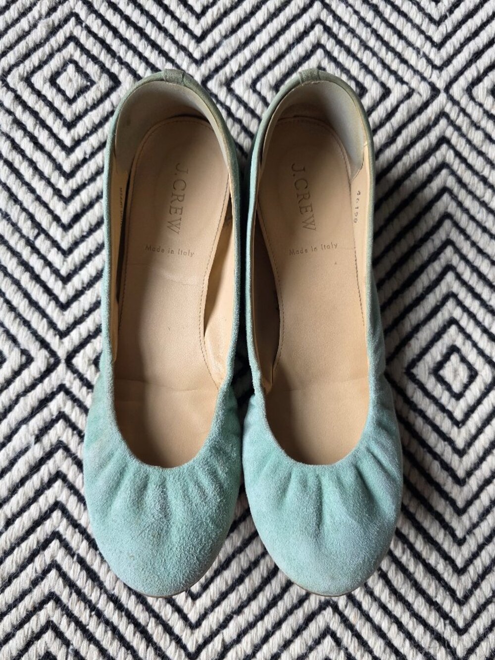Size 8.5 J. Crew Women's Suede Mint Green "Cece" Ballet Flats